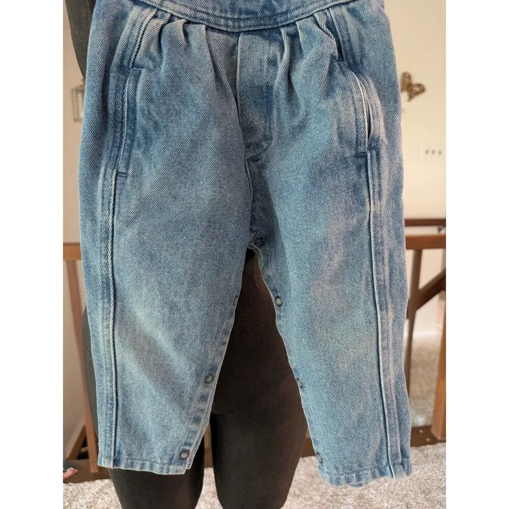 Vintage GUESS CLIP Overalls Georges Marciano USA Baby Girls Denim Size 12 Months